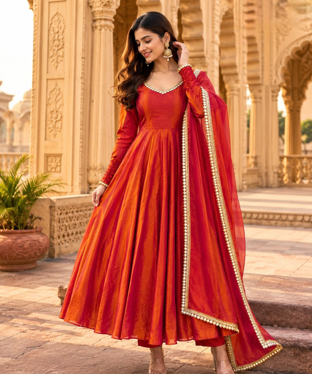 Lovely Fendy Silk Anarkali Gown