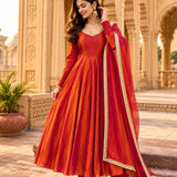 Lovely Fendy Silk Anarkali Gown