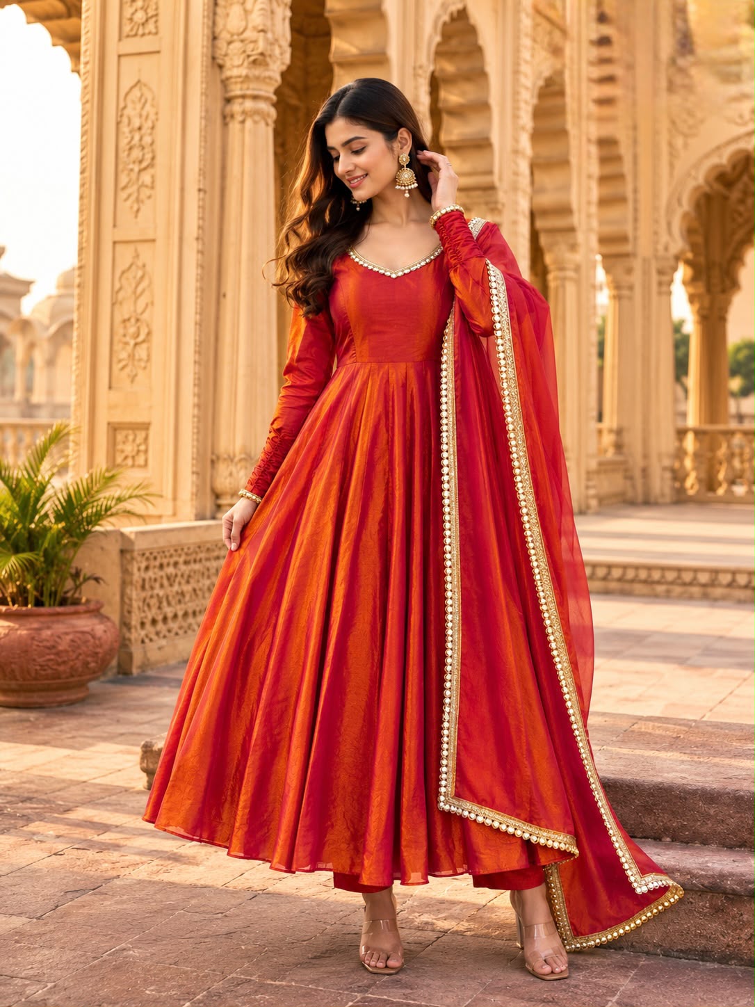 Lovely Fendy Silk Anarkali Gown