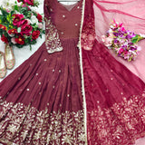 Trending Maroon Vichitra Silk Gown