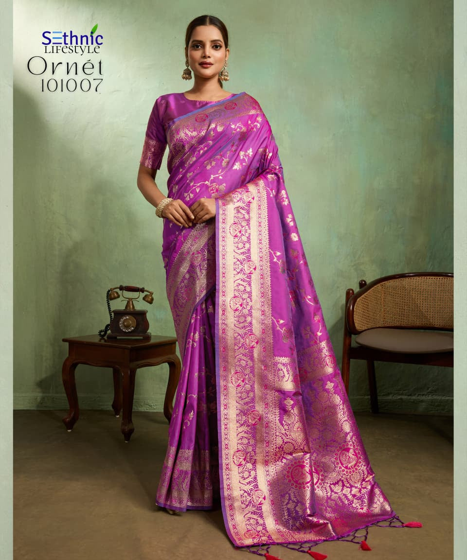 Adorn Golden Zari Woven Silk Saree