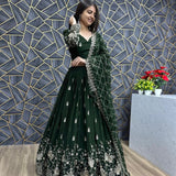 Green Sequance Embroidered Lehenga