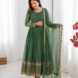 Olive Green Georgette Anarkali Gown