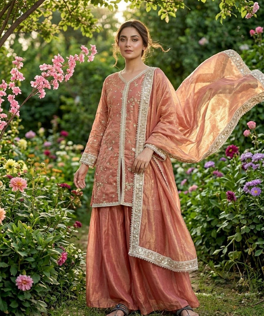 Premium Embroidered Top Plazzo