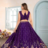 Luxury Violet Embroidered Lehenga