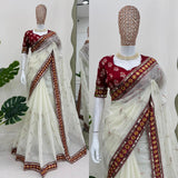 White Designer Wedding Saree