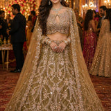 Bluish Embroidered Mulberry Silk Lehenga