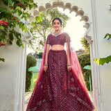 Bridal wedding net lahenga