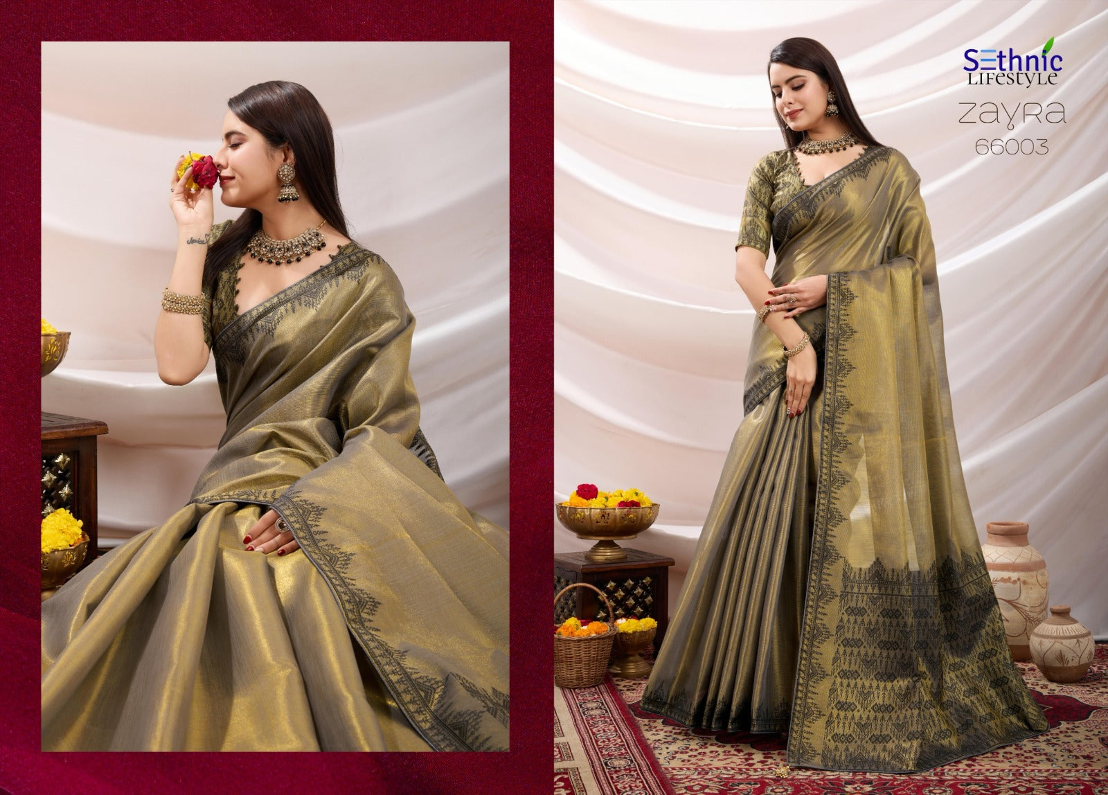 Zayra Ethnic Linen Tissue Saree