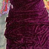 Beautifull Wine Velvet Saree