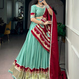 Festive Sea Green Rayon Lehenga