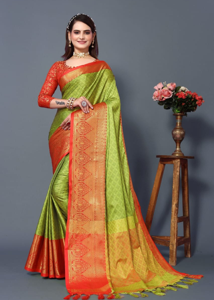 Beautiful zari weaving silk saree