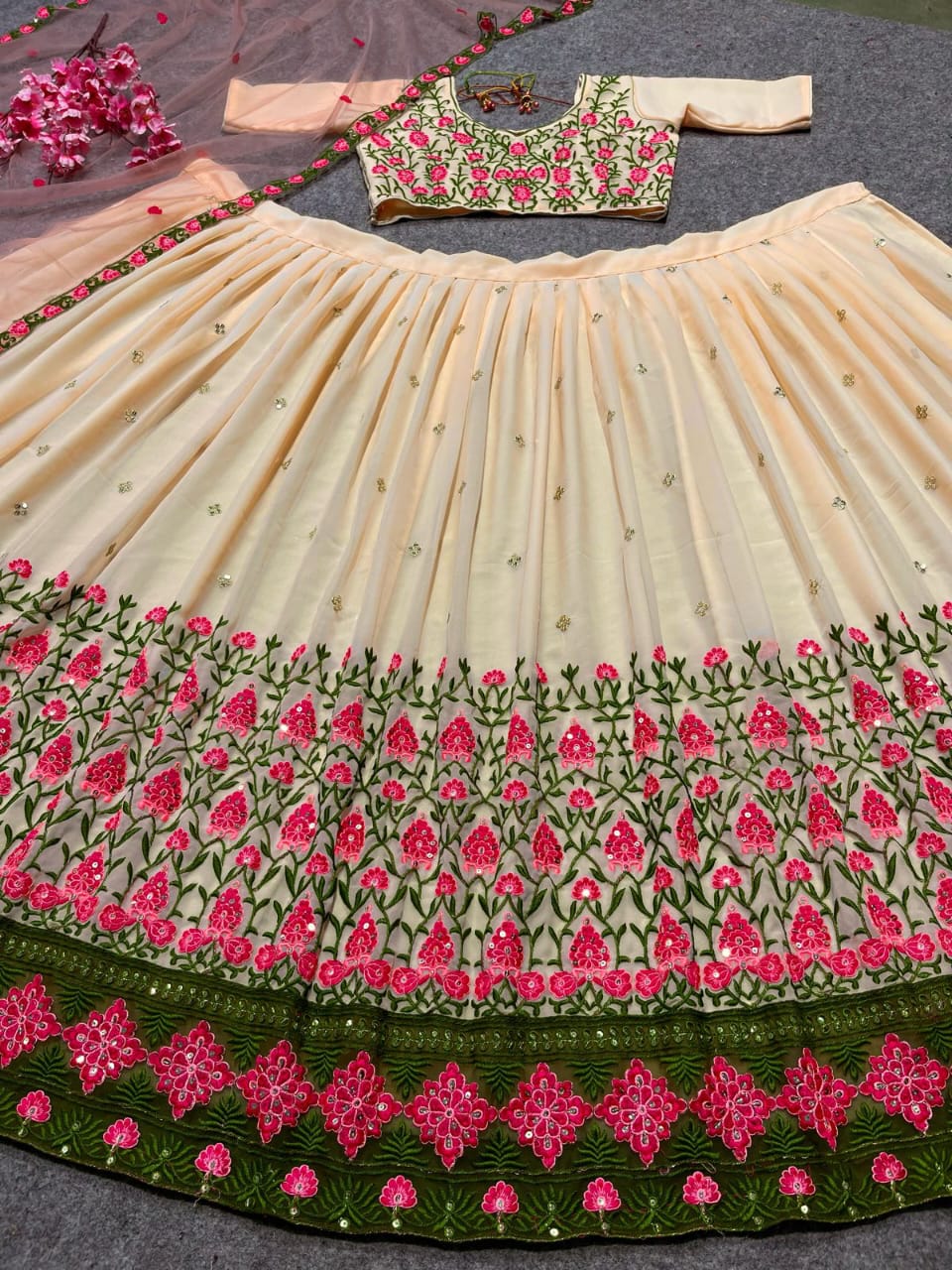 Pink Attractive Embroidered Lehenga