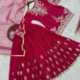 Maroon Festive Silk Top Plazzo