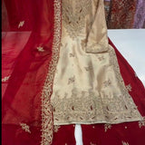 Regal Maroon & Beige Salwar Set - Size L
