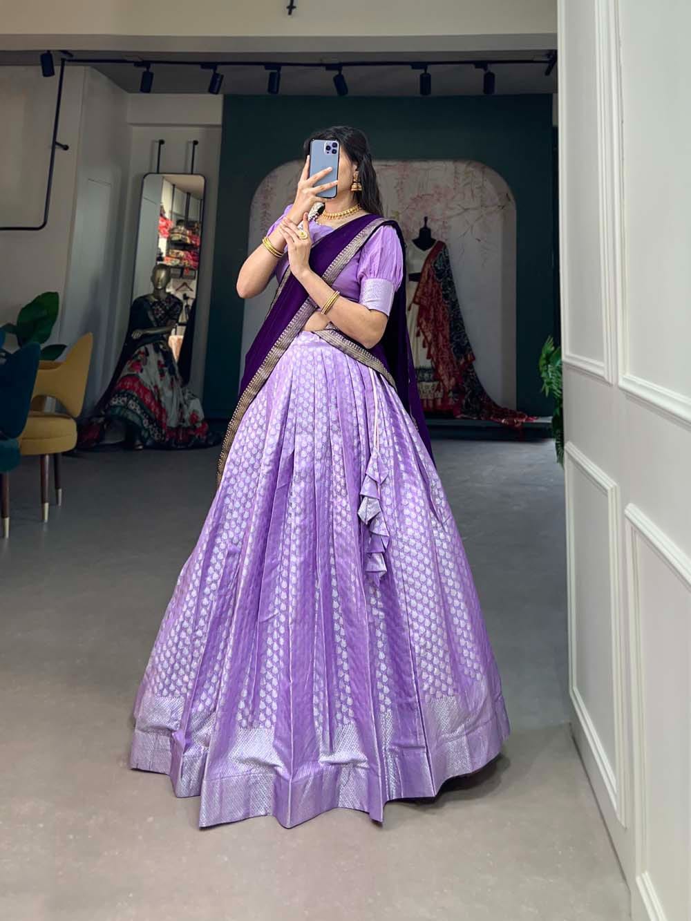 Purple Jacquard Silk Lehenga Choli