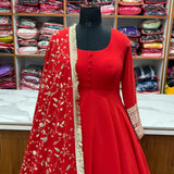 PRESENTING NEW RED GEORGETTE GOWN DUPPTA