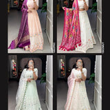 Beautiful threads lukhnowi work lehenga