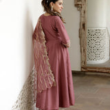 Designer Roman Silk Anarkali Gown