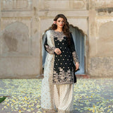 Black Pakistani Silk Top Plazzo