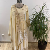 Ivory Gold Elegance Anarkali Set - Size M, XXL