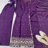 Violet Classy Pure Chinon Suit