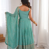 Stylish Sky Blue Gerogette Gown