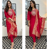 Red Premium Roman Silk Suit