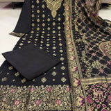 Black Kanjivaram Tissue Straight Suit