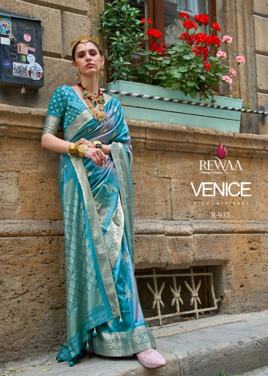 Premium Aqua Finish Silk Saree