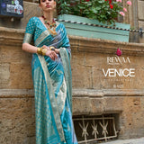 Premium Aqua Finish Silk Saree