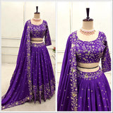Violet Wedding Satin Silk Lehenga