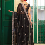 Black Organza Designer Saree