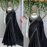 Black Bollywood Satin Saree