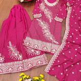 Designer Embroidered Pink Top Sharara
