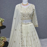 White Occasionally Georgette Lehenga