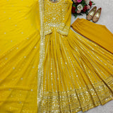 Yellow Classy Embroidered Suit