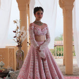 Royal Pink Embroidered Wedding Lehenga