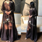 Brown Natural Crepe Top Farshi Salwar