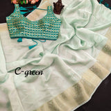 Soft Organza Silk Saree With Jacquard Border