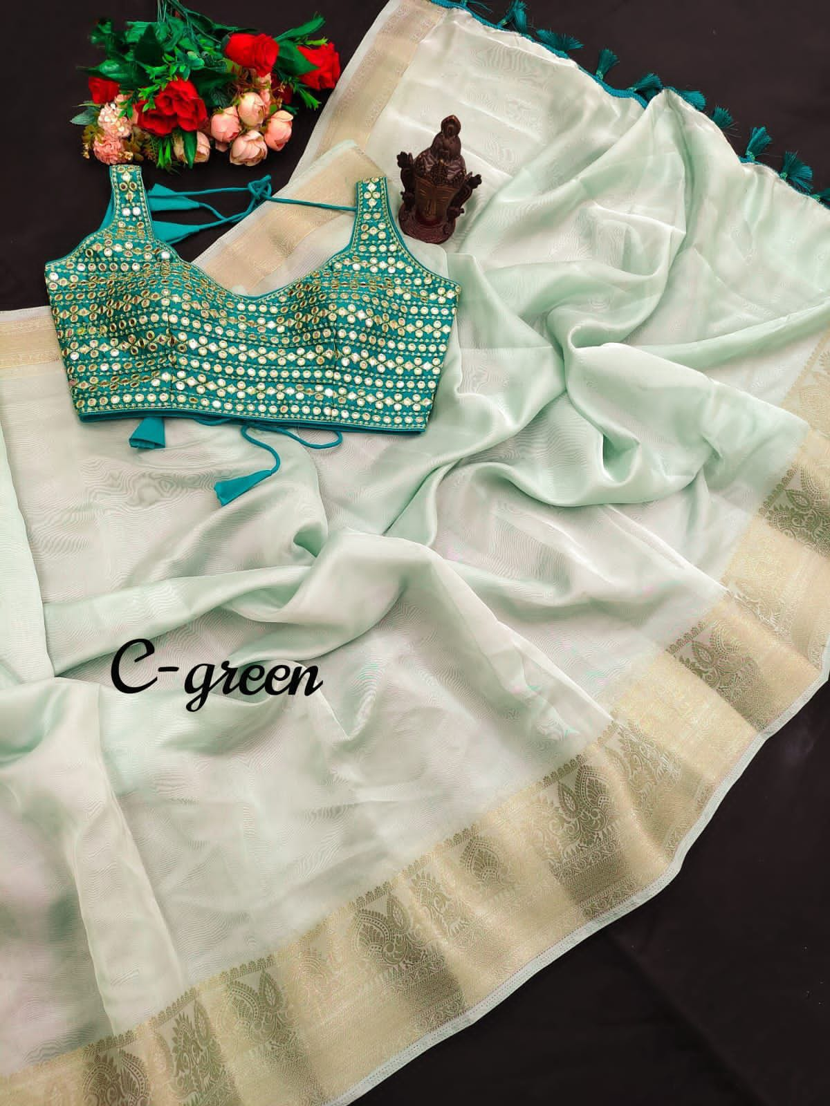 Soft Organza Silk Saree With Jacquard Border