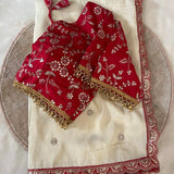 Red Elegance Embroidered Saree - Size XS