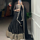 Intricate Black Embroidered  Lehenga Choli