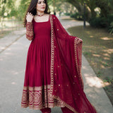 Maroon Partywear Anarkali Suit