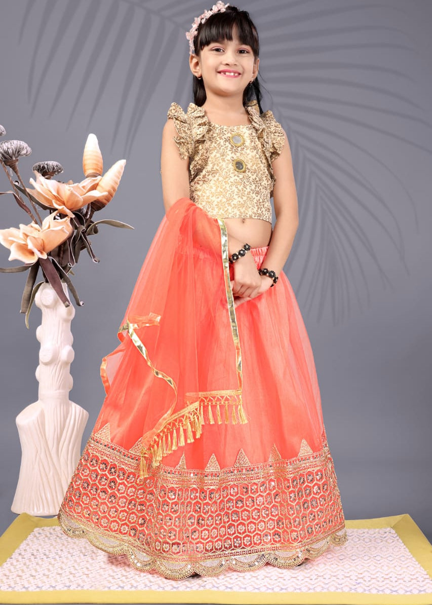 Attractive Kids Net Lehenga Choli