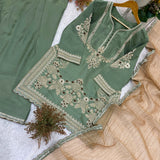 Stunning Embroidered Satin Suit