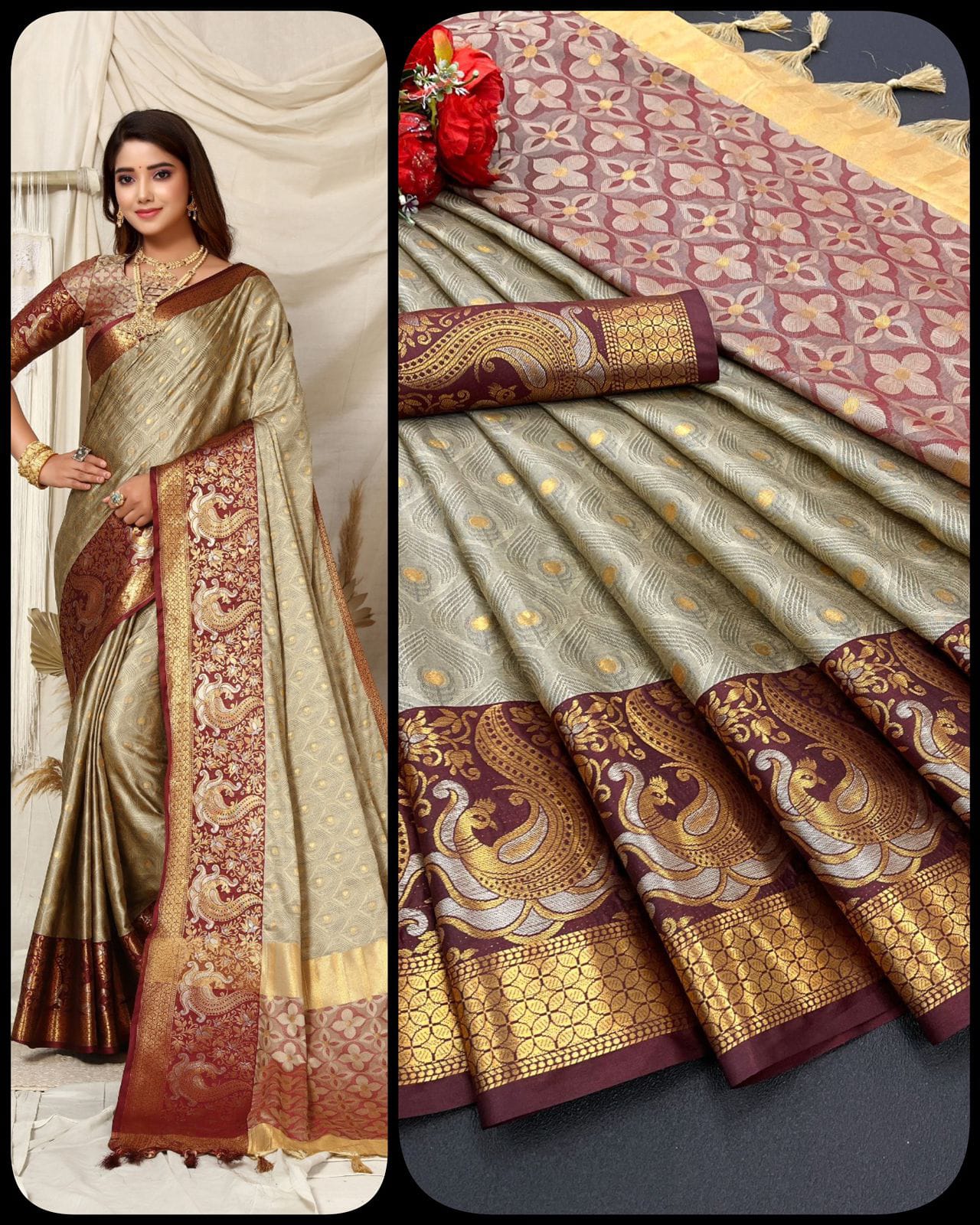 Exclusive  Minawork Weving Silk Saree