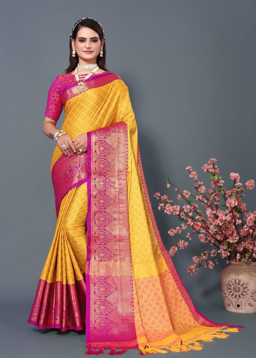 Beautiful zari weaving silk saree