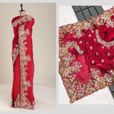 Red Designer Jimmy Saree Collection