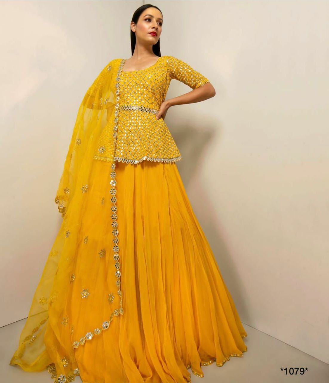 Yellow Indo Western Lehenga Choli